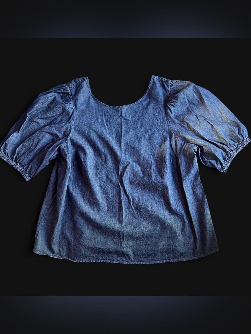 Eloquii Blue Denim Puff Sleeve Blouse